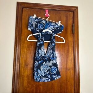 Lauren Ralph Lauren Navy Blue White Tankini Swimsuit Paisley Two Piece Beach